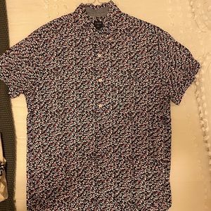 J Crew Slim Fit Printed Short Sleeve Button Down - M | Slim Fit